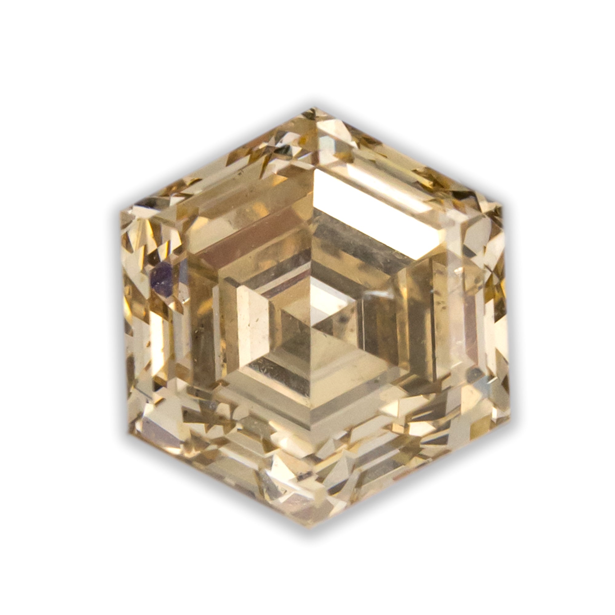 Hexagon shaped champagne diamond on a white background
