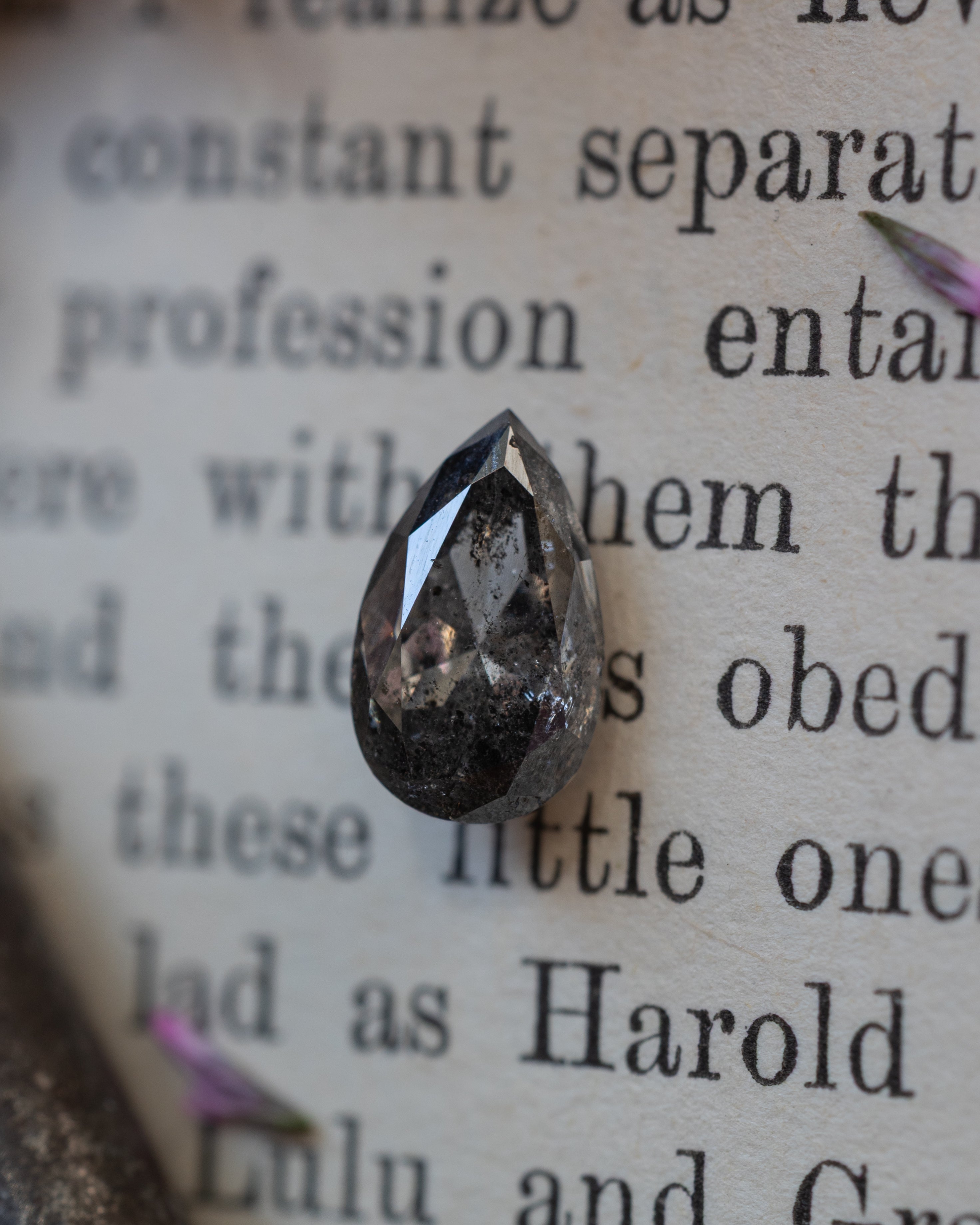 1.93ct 9.75x5.85x4.20mm Pear Cut Grey Salt & Pepper Diamond