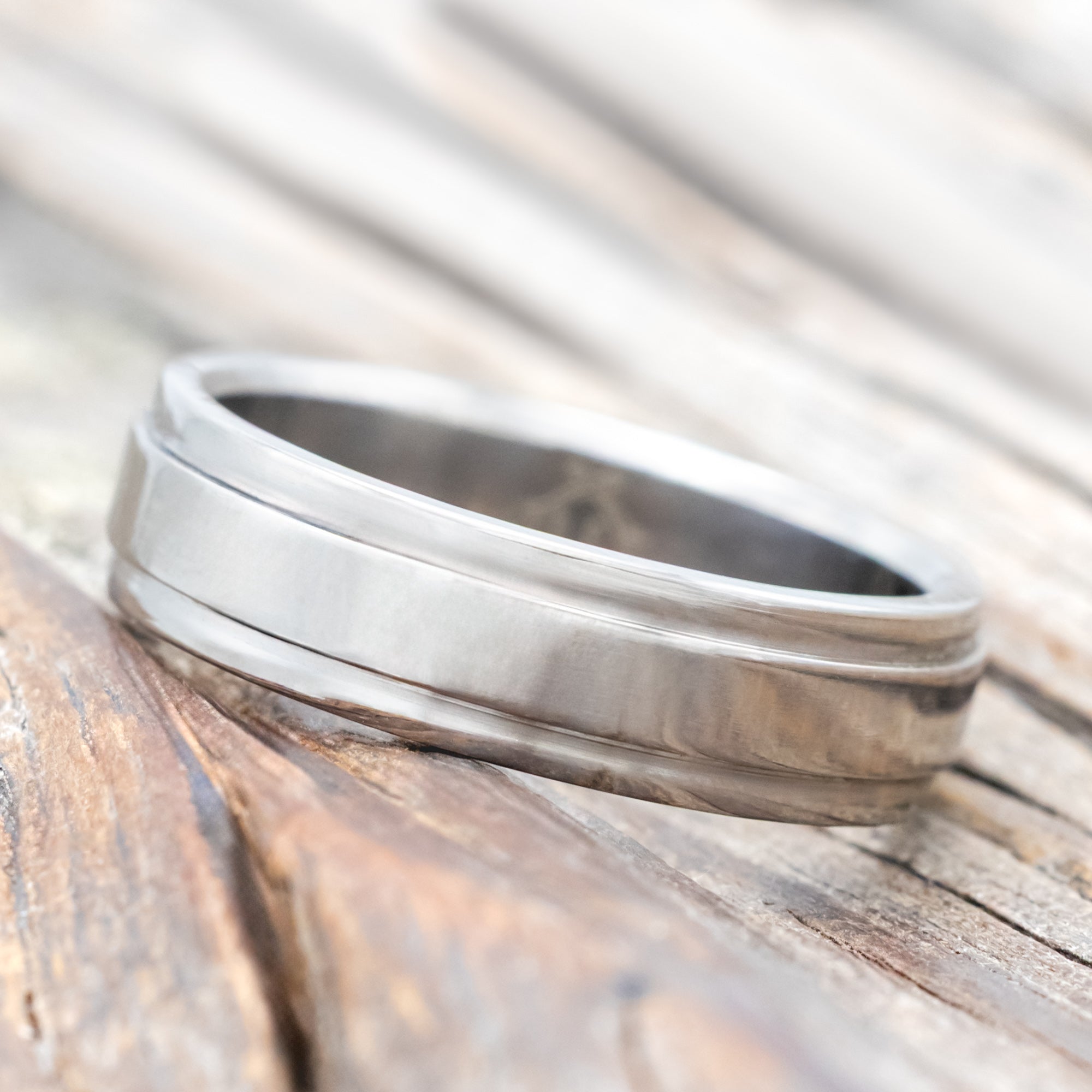 "SEDONA" - SOLID METAL WEDDING BAND WITH RAISED CENTER-Staghead Designs