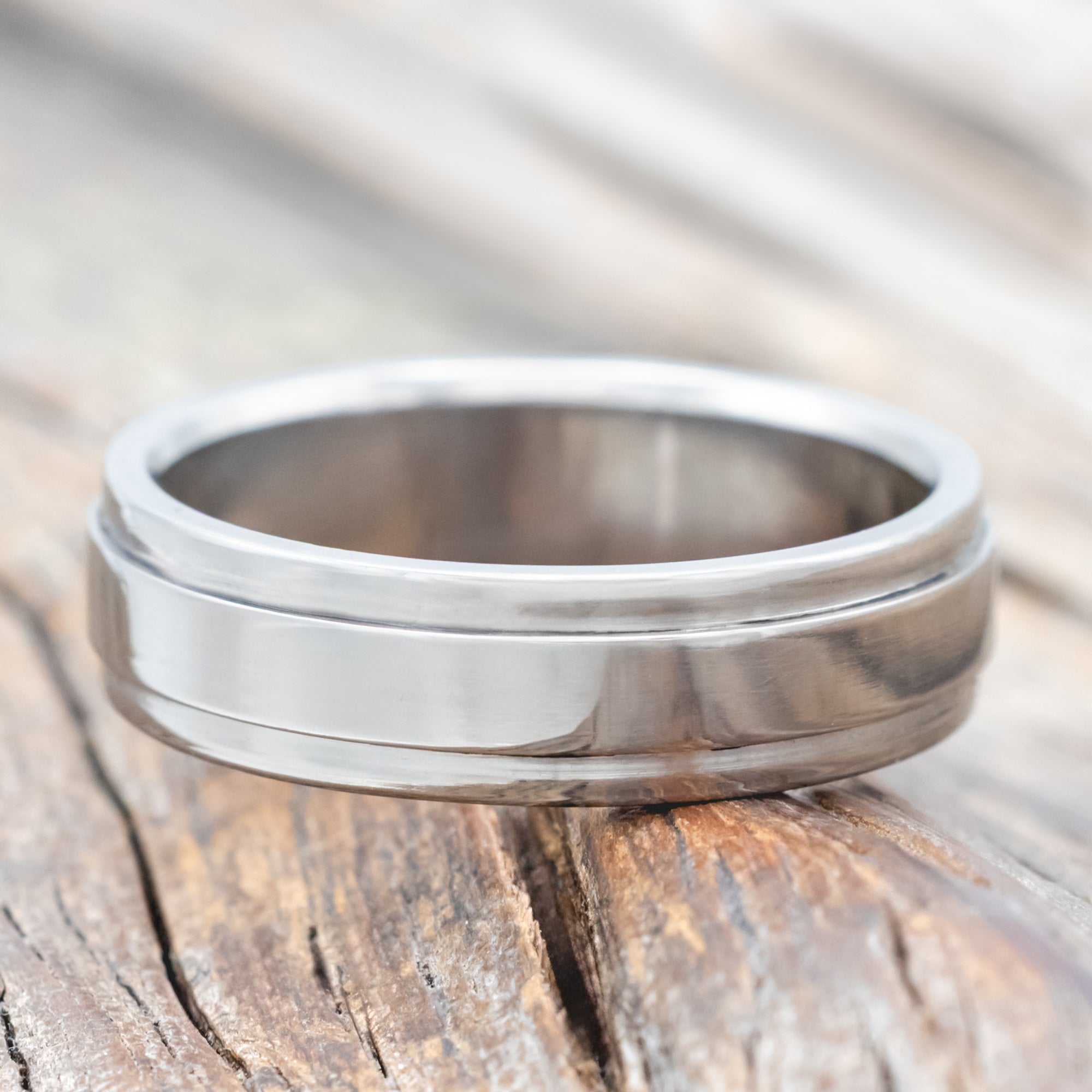 "SEDONA" - SOLID METAL WEDDING BAND WITH RAISED CENTER-Staghead Designs