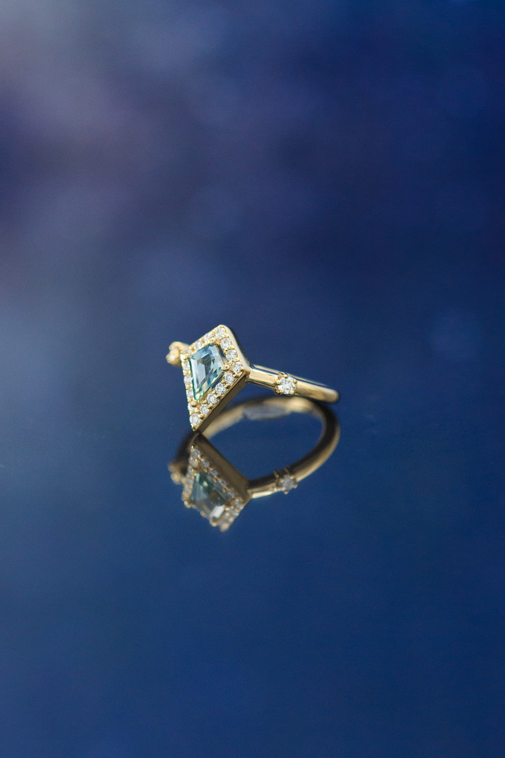 "LEIJA" - KITE CUT ENGAGEMENT RING WITH DIAMOND HALO & ACCENTS - MOUNTING ONLY - SELECT YOUR OWN STONE-8
