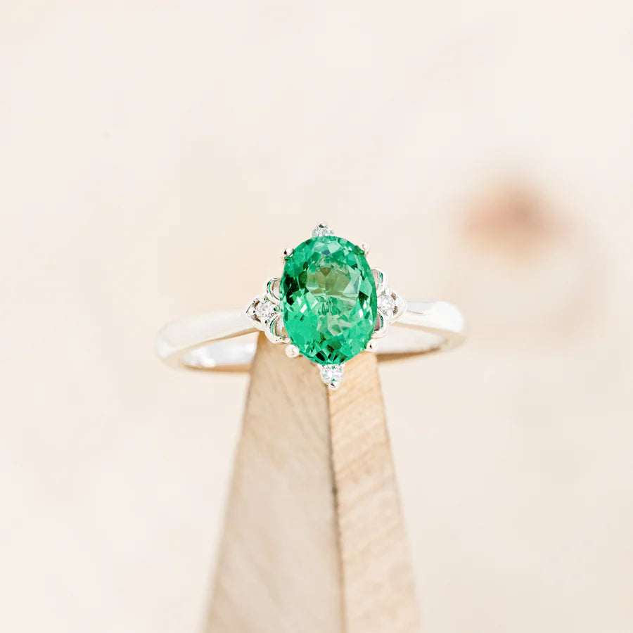 "ZELLA" - OVAL CUT ENGAGEMENT RING WITH DIAMOND ACCENTS-Staghead Designs