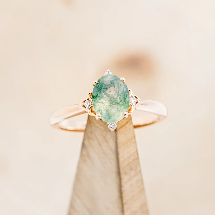 "ZELLA" - OVAL CUT ENGAGEMENT RING WITH DIAMOND ACCENTS-Staghead Designs