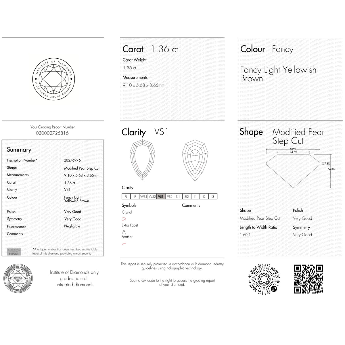 1.36ct 9.10x5.68x3.65mm VS1 Fancy Light Yellowish Brown Geo Pear Step Cut 28045-01-Staghead Designs