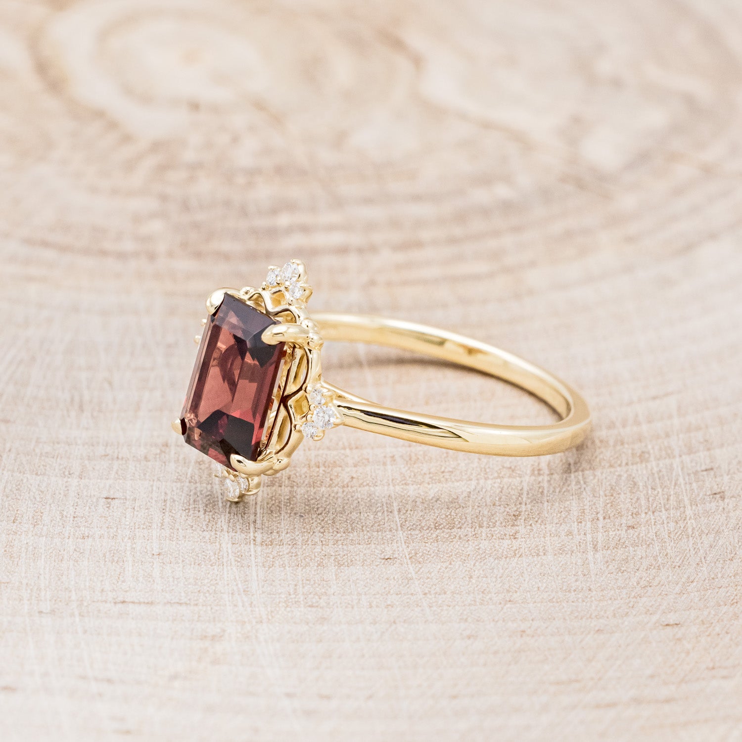 "TREVA" - EMERALD CUT ENGAGEMENT RING WITH DIAMOND ACCENTS-7