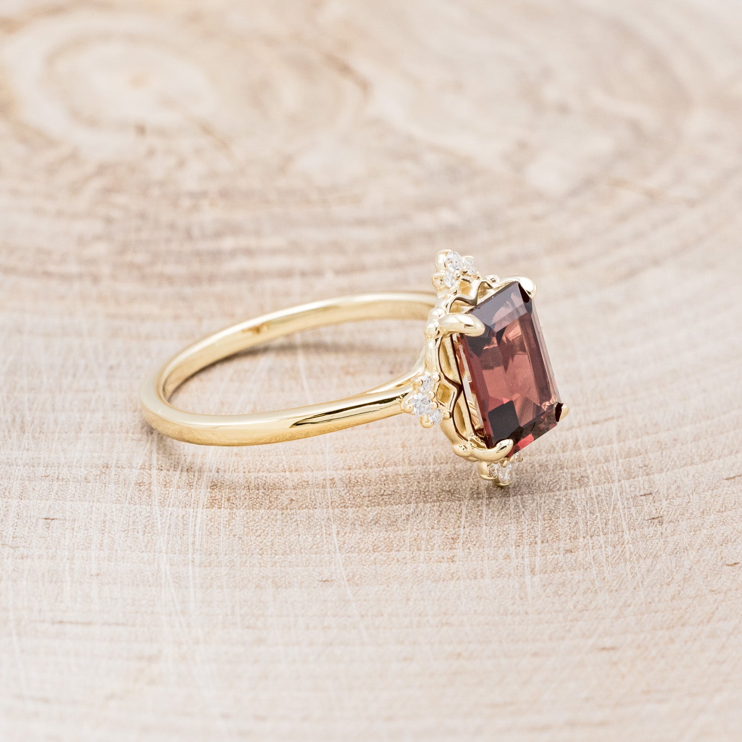 "TREVA" - EMERALD CUT ENGAGEMENT RING WITH DIAMOND ACCENTS-6