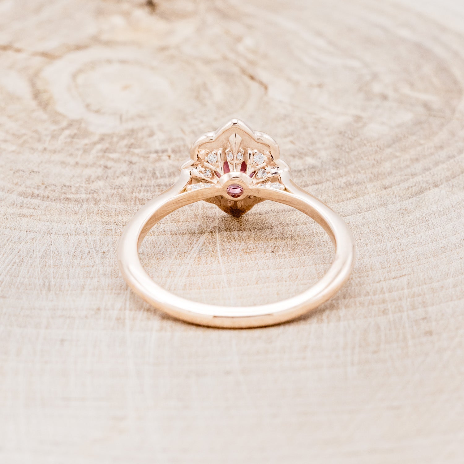 "JANE" - OVAL CUT RHODOLITE GARNET ENGAGEMENT RING WITH DIAMOND ACCENTS-11