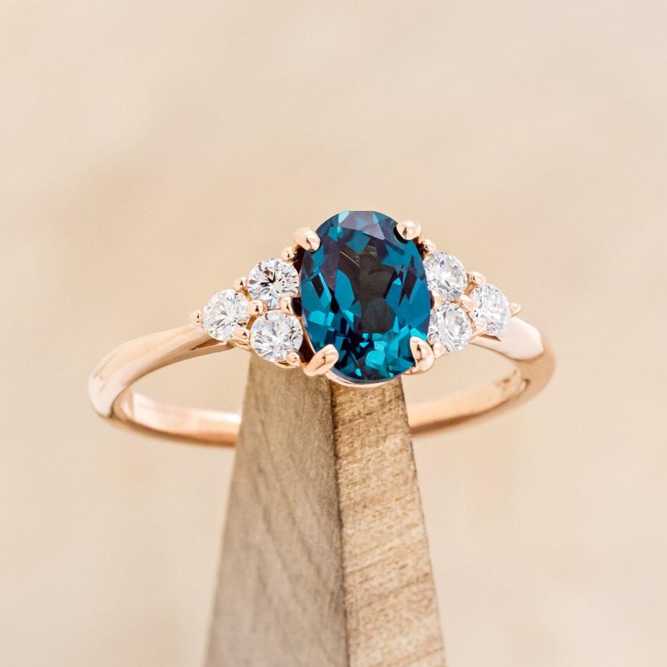 "RHEA" - OVAL LAB-GROWN ALEXANDRITE ENGAGEMENT RING WITH DIAMOND ACCENTS-8