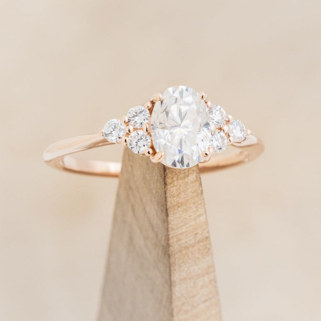 "RHEA" - OVAL MOISSANITE ENGAGEMENT RING WITH DIAMOND ACCENTS-1
