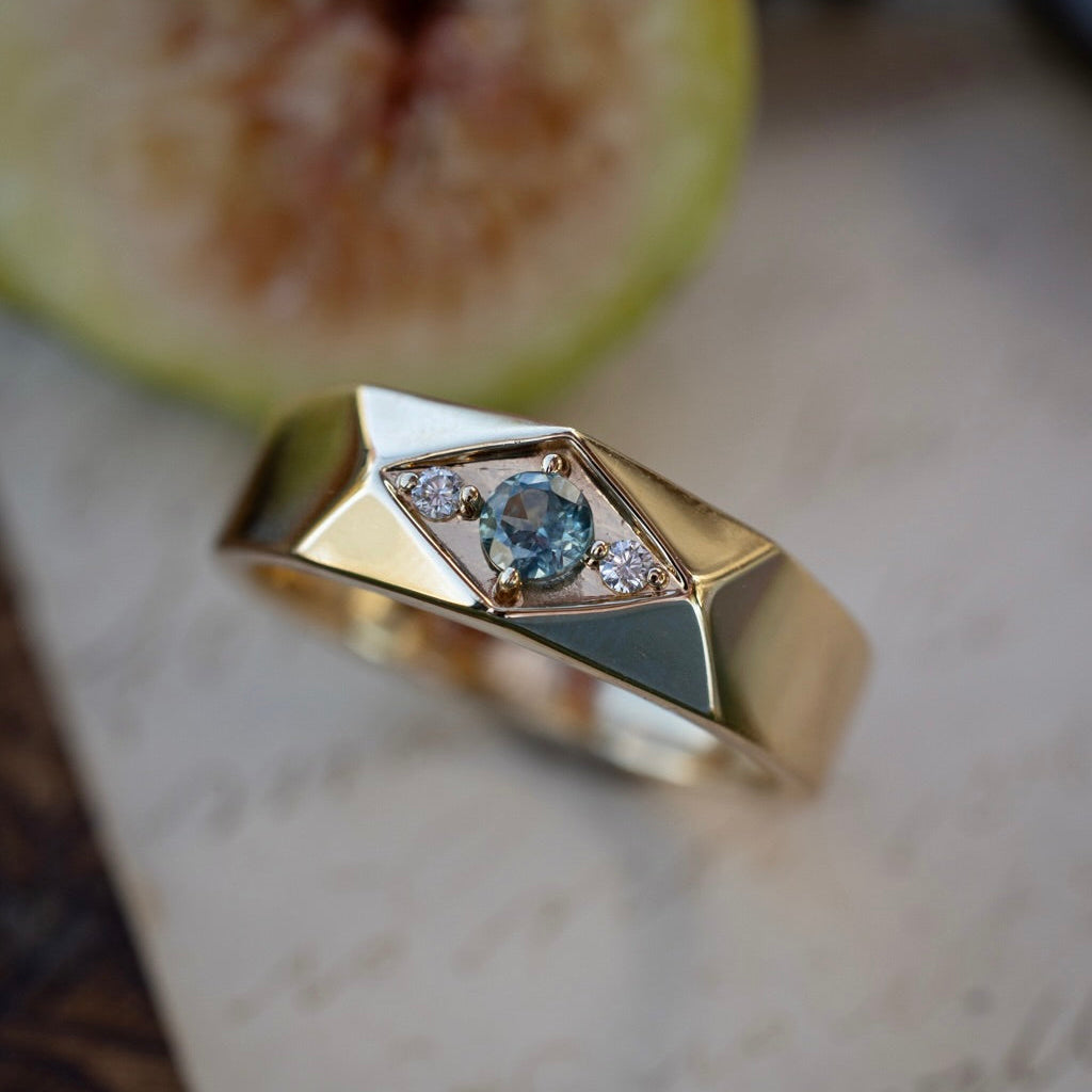 "Dorian" - Montana Sapphire Engagement Ring With Diamond Accents-Staghead Designs