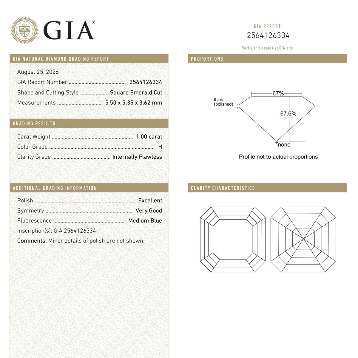 1.00ct 5.50x5.35x3.62mm GIA IF H Cut Corner Rectangle Step Cut 28331-01-Staghead Designs
