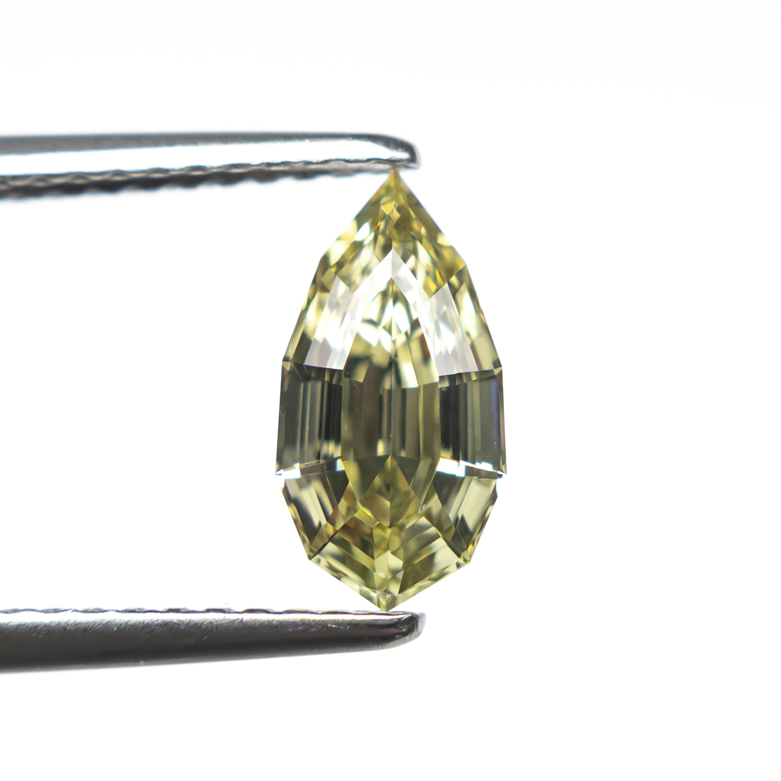 1.16ct 9.60x4.91x3.19mm VVS2 Greenish Yellow Geo Pear Step Cut 27905-10