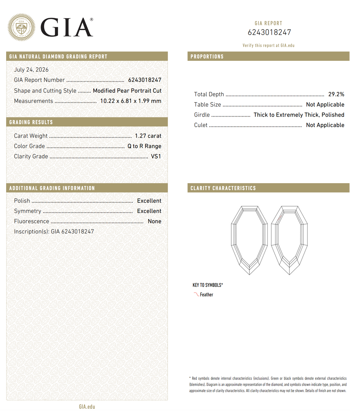 1.27ct 10.22x6.81x1.99mm GIA VS1 Q-R Geo Pear Portrait Cut 28329-01-Staghead Designs