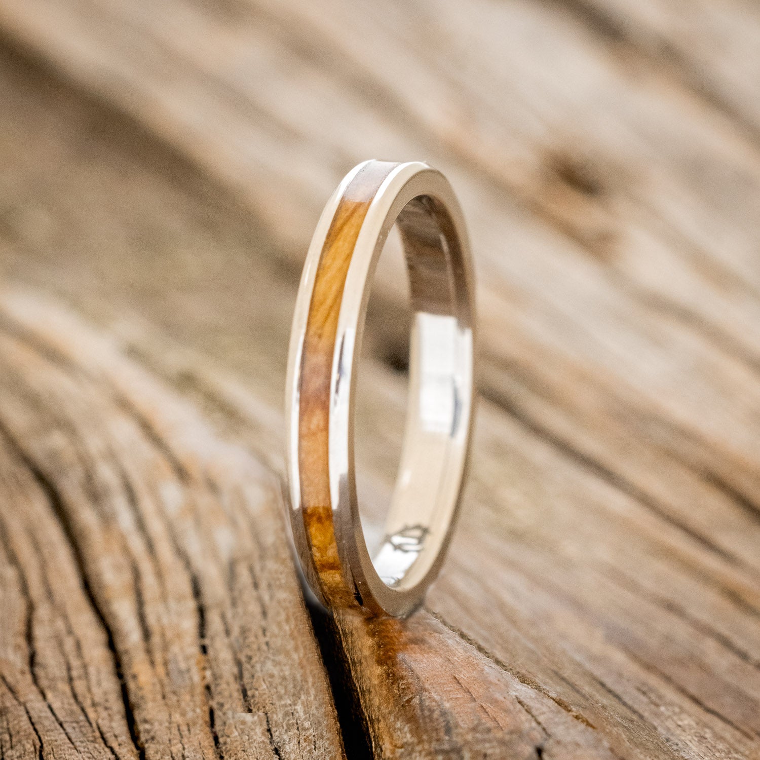 "EZRA" - MATCHING SET OF WHISKEY BARREL & MOSS WEDDING BANDS-8
