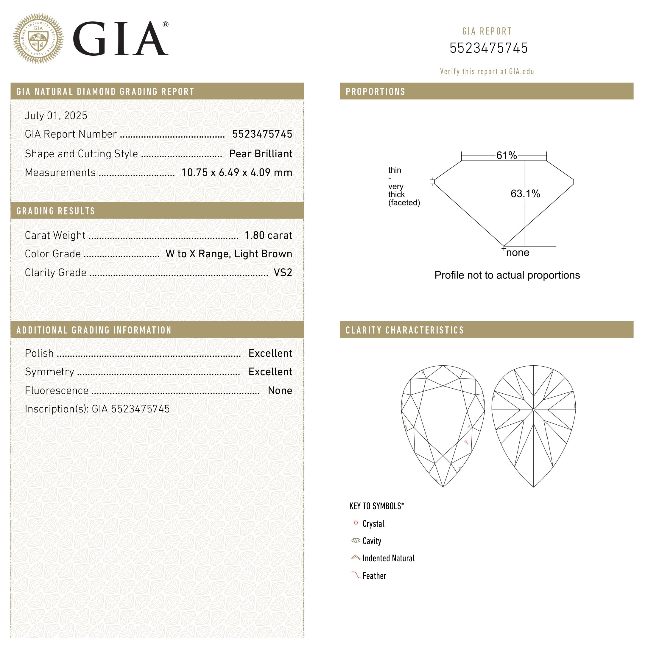 1.80ct 10.75x6.49x4.09mm GIA VS2 W-X Pear Brilliant 27388-01-Staghead Designs