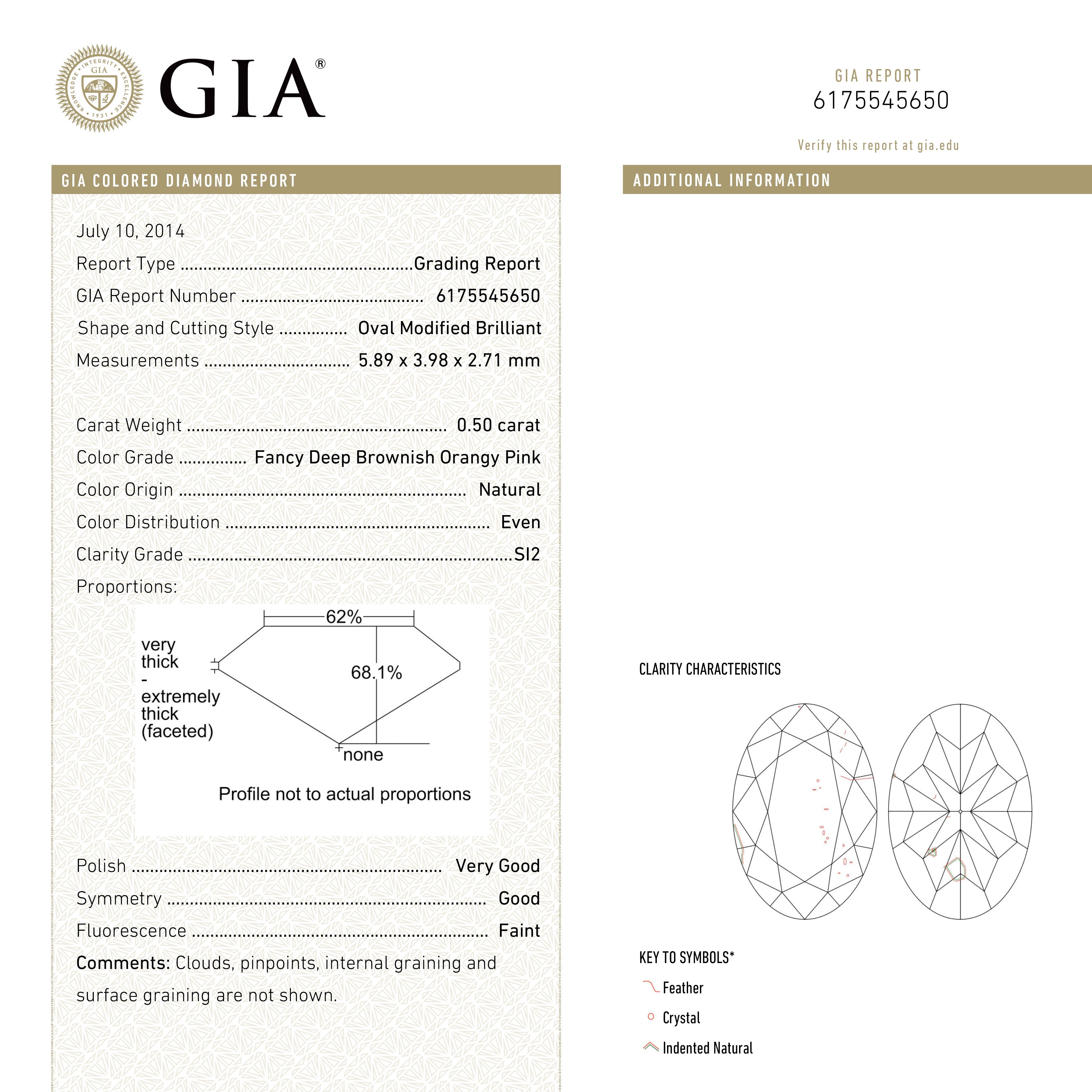 0.50ct 5.89x3.98x2.71mm GIA SI2 Fancy Deep Brownish Orangy Pink Oval Brilliant 🇦🇺 24163-01-Staghead Designs