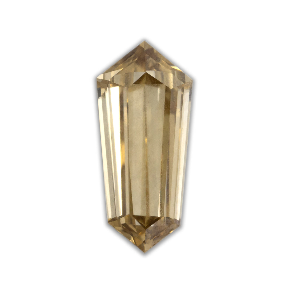 Kite cut diamond with champagne color on a white background