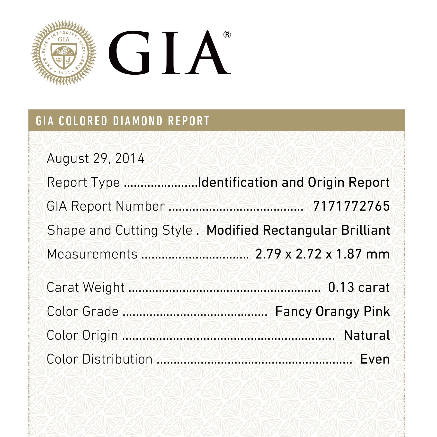 0.13ct 2.79x2.72x1.87mm GIA Fancy Orangy Pink Cushion Brilliant 🇦🇺 24100-01-Staghead Designs