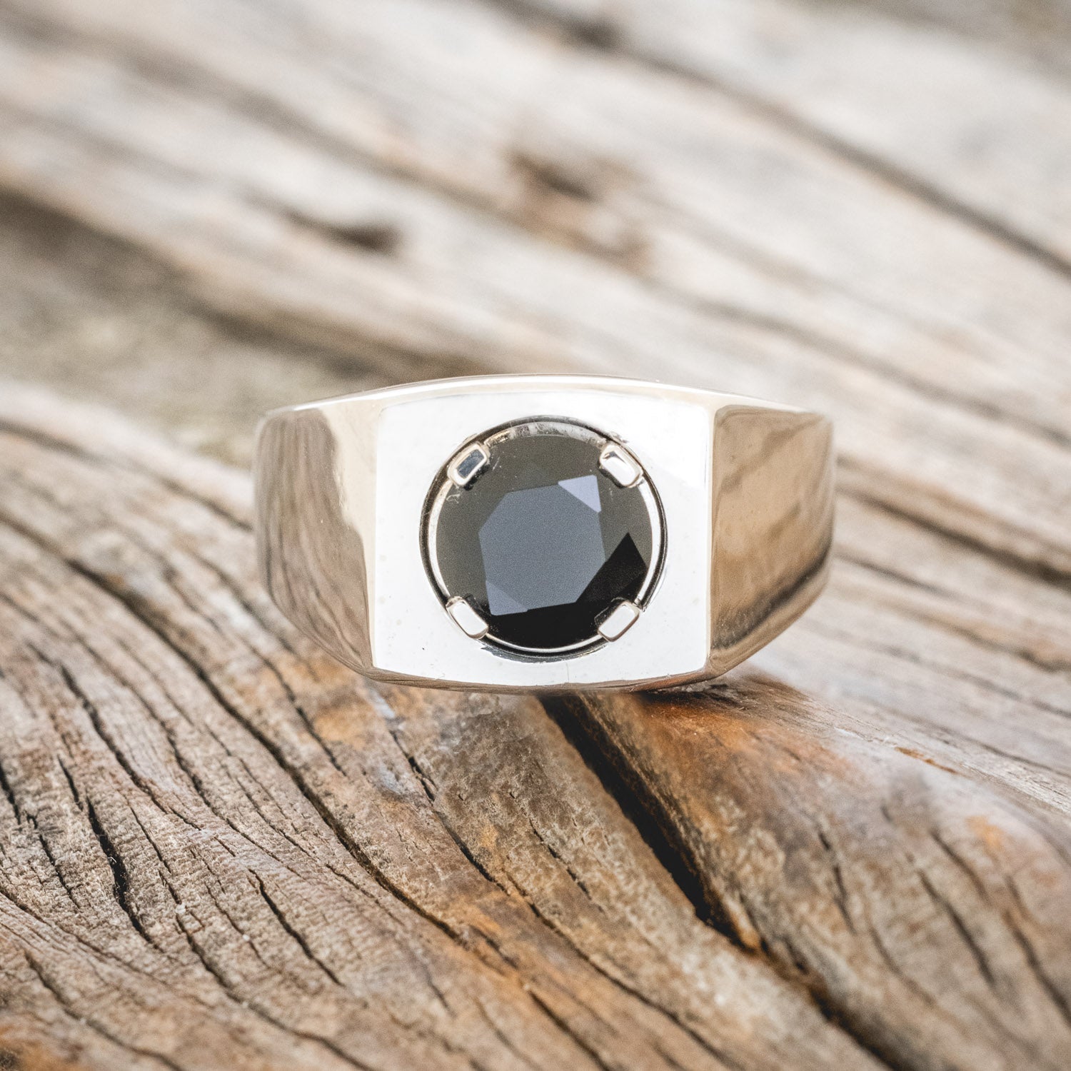 FLAT TOP MEN'S ENGAGEMENT RING WITH ONYX-3