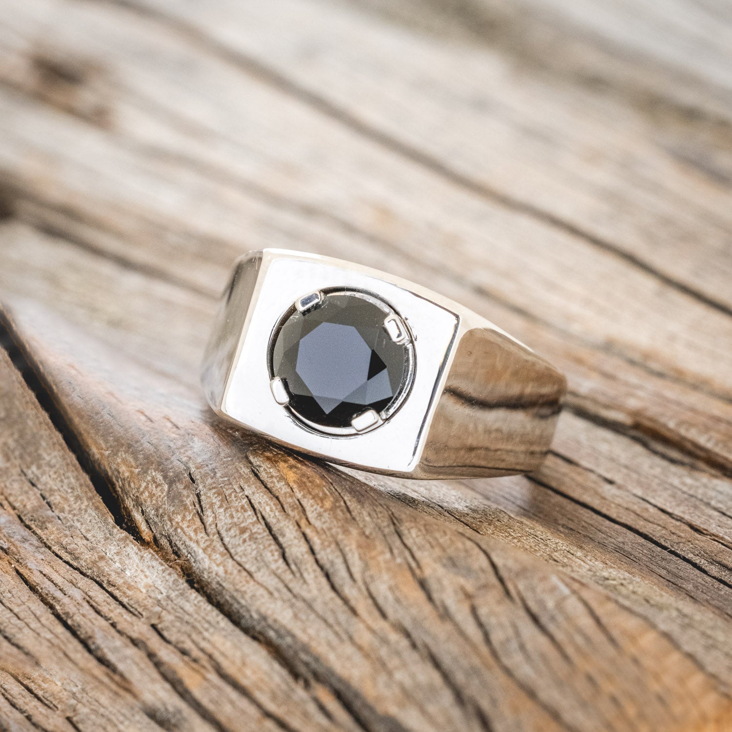 FLAT TOP MEN'S ENGAGEMENT RING WITH ONYX-2