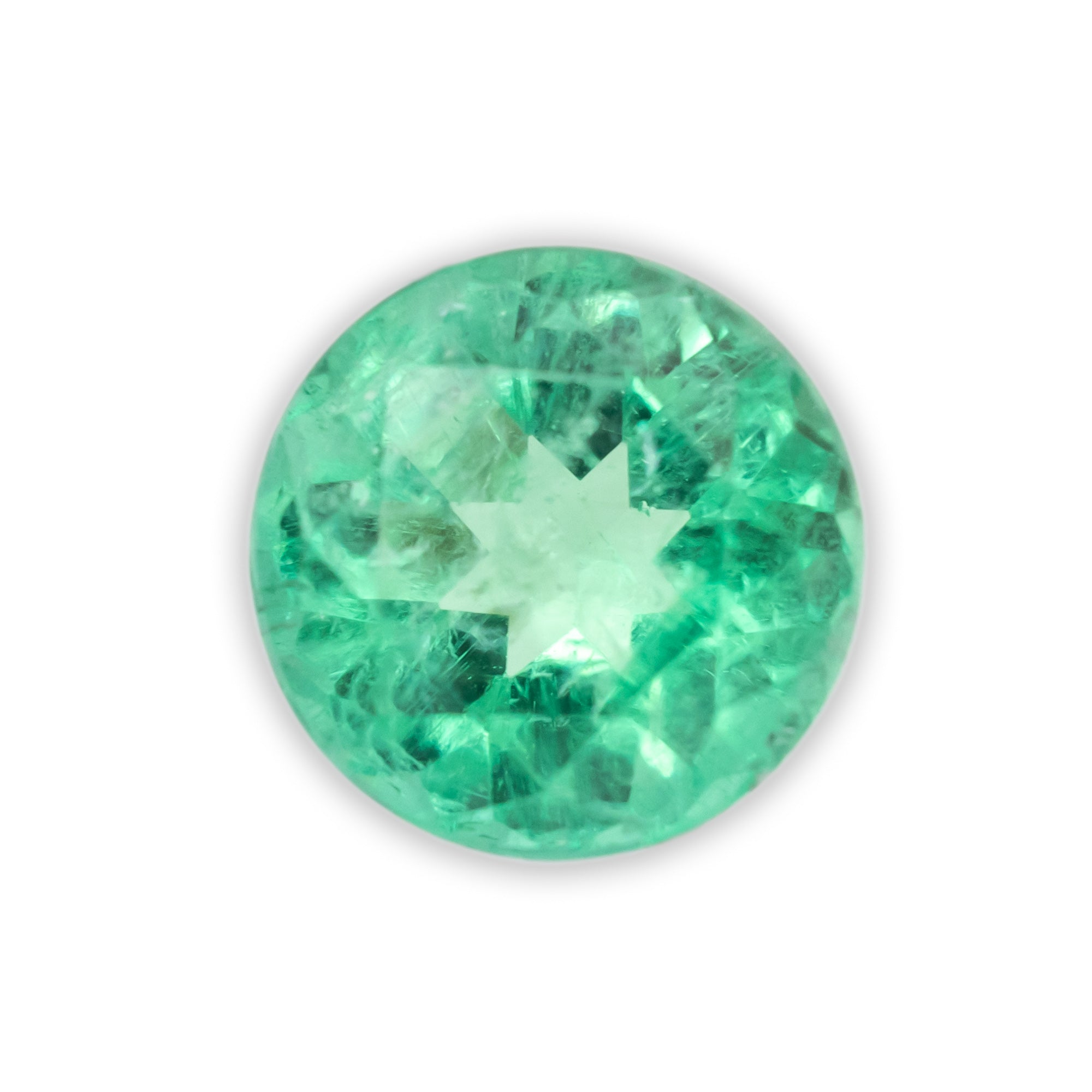 1.37ct 7.3mm ROUND BRILLIANT CUT NATURAL EMERALD-Staghead Designs