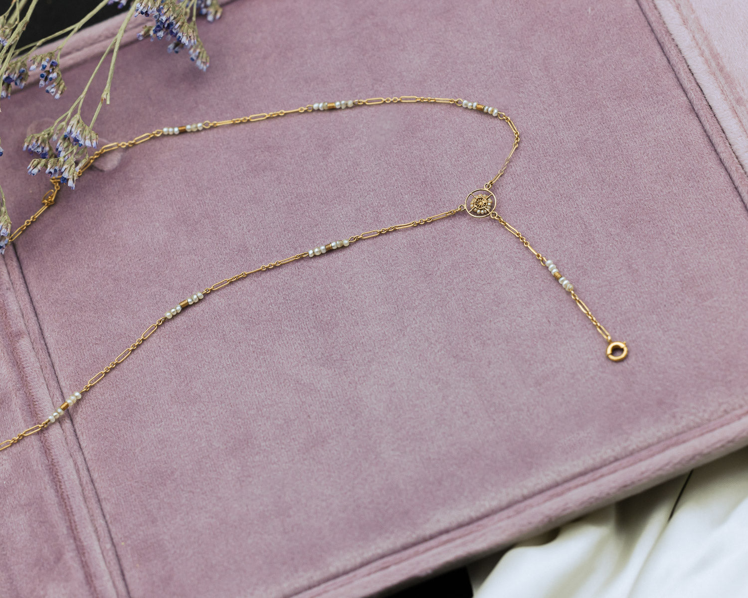 ANTIQUE 14K YELLOW GOLD VICTORIAN CHAIN WITH CHARM HOLDER-Staghead Designs