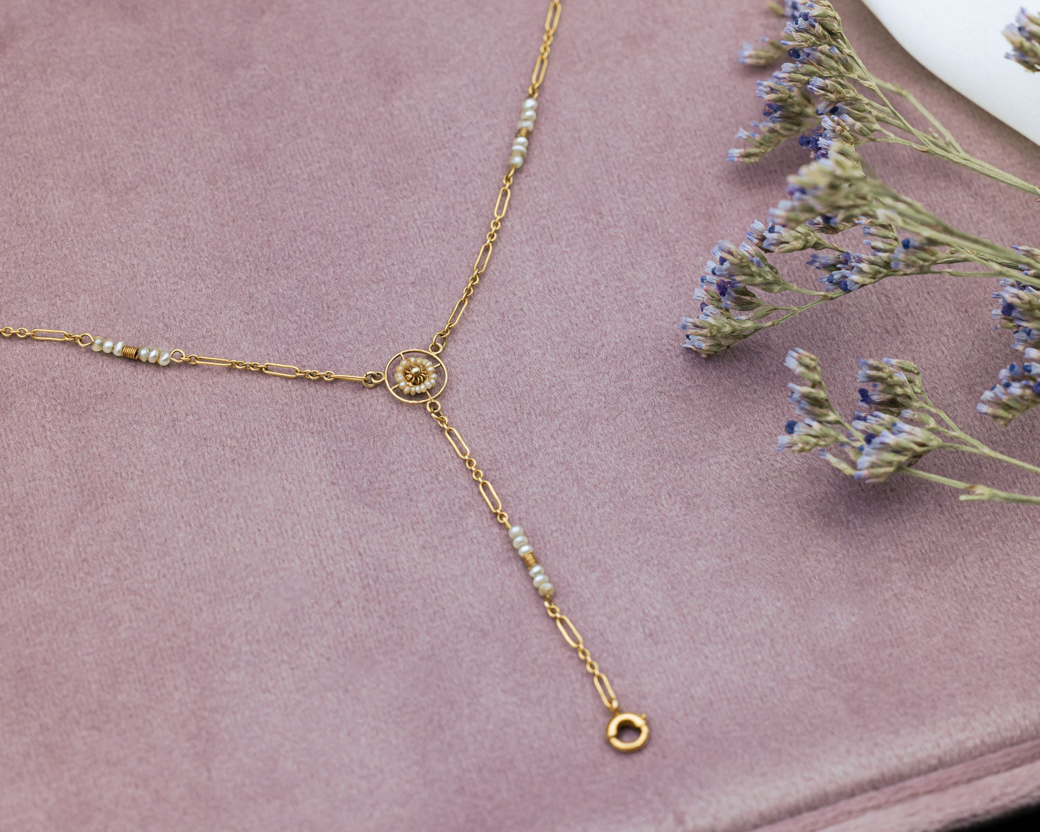 ANTIQUE 14K YELLOW GOLD VICTORIAN CHAIN WITH CHARM HOLDER-Staghead Designs