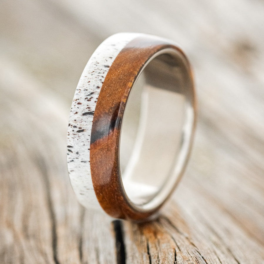 "ARLO" - ANTLER & IRONWOOD WEDDING BAND-1