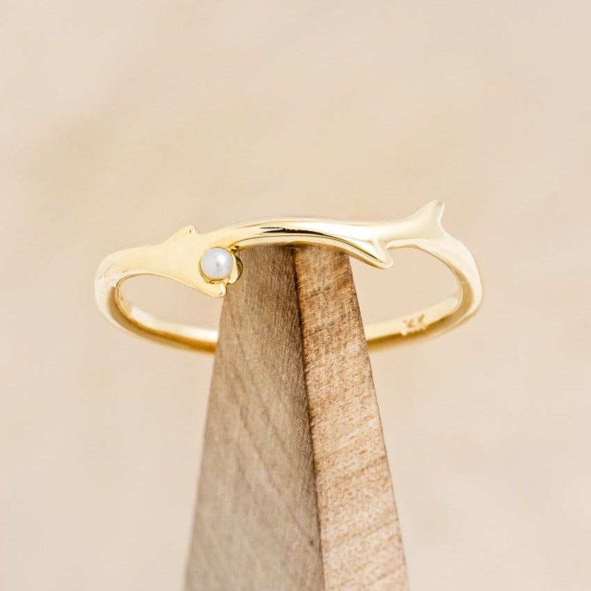 "ARTEMIS" STACKER - ANTLER-STYLE STACKING BAND WITH A BIRTHSTONE ACCENT-1