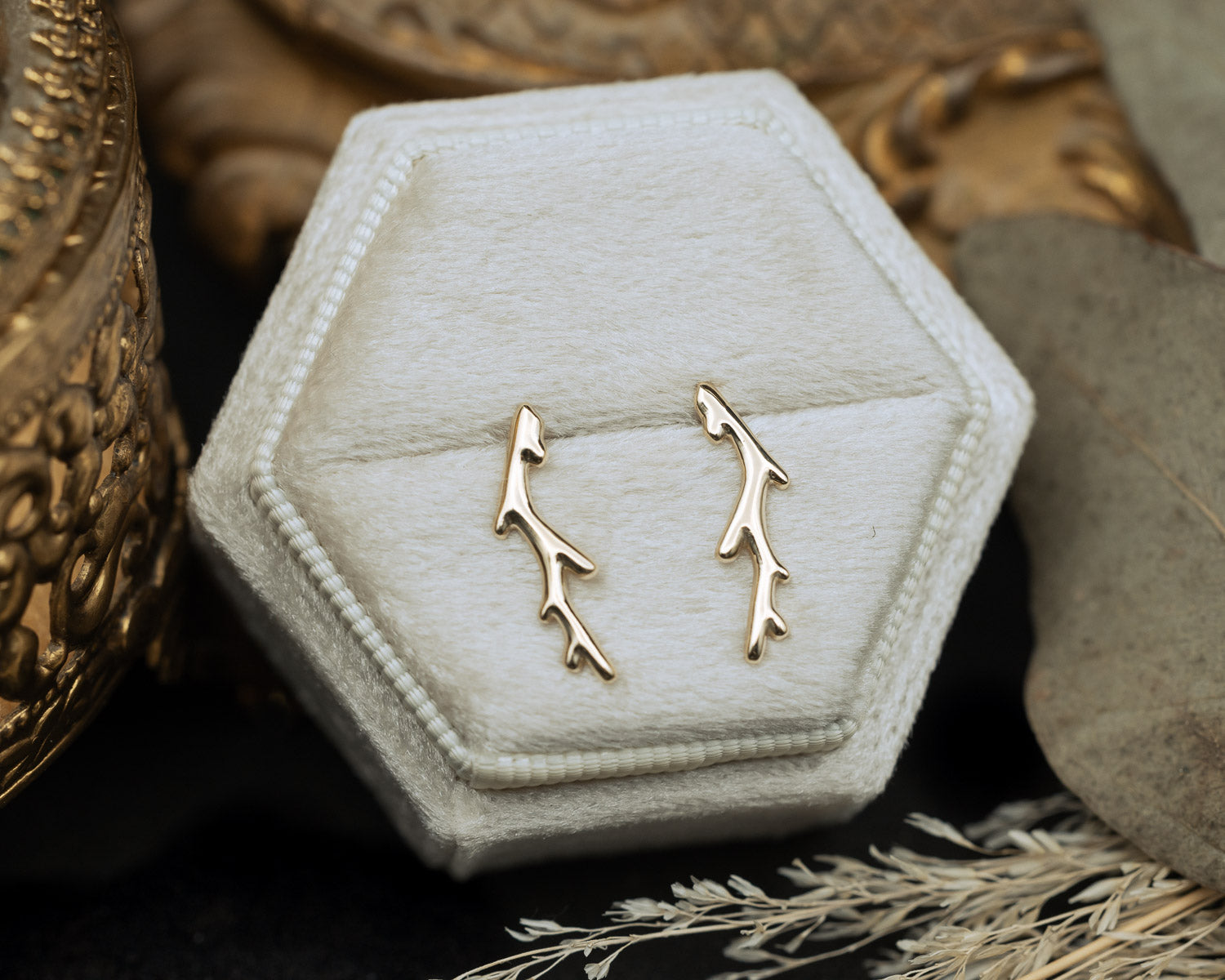 "ARTEMIS" - BRANCH STYLE EAR CLIMBERS IN 14K GOLD-Staghead Designs