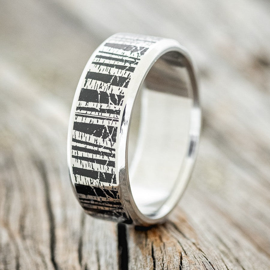 "ASPEN" - EMBOSSED ASPEN FOREST WEDDING BAND-1