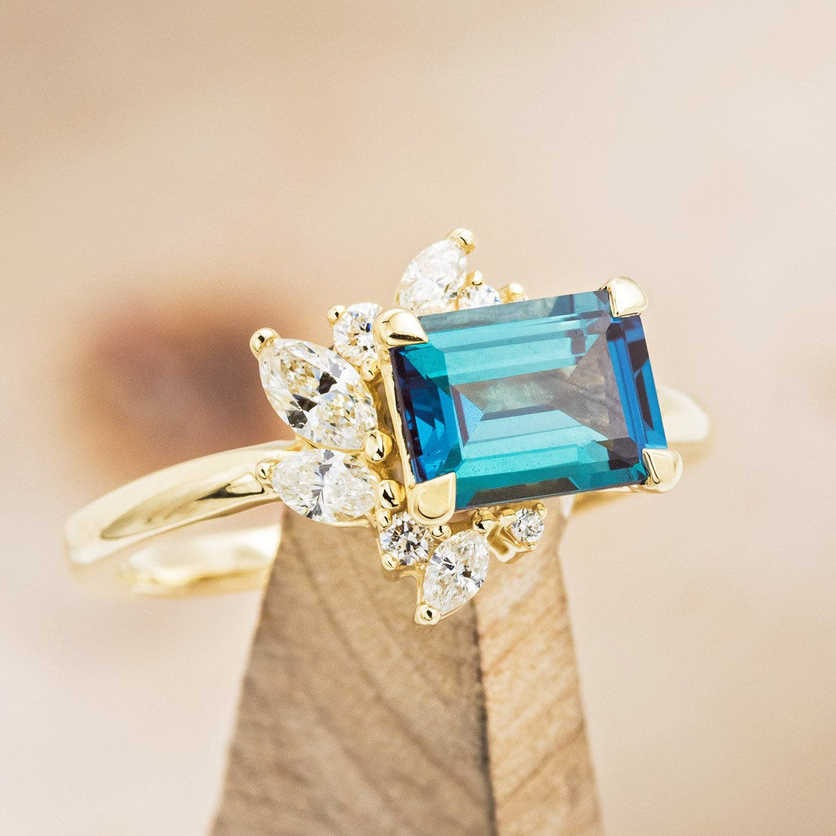 "AURAE" - EMERALD CUT LAB-GROWN ALEXANDRITE ENGAGEMENT RING WITH DIAMOND ACCENTS-1