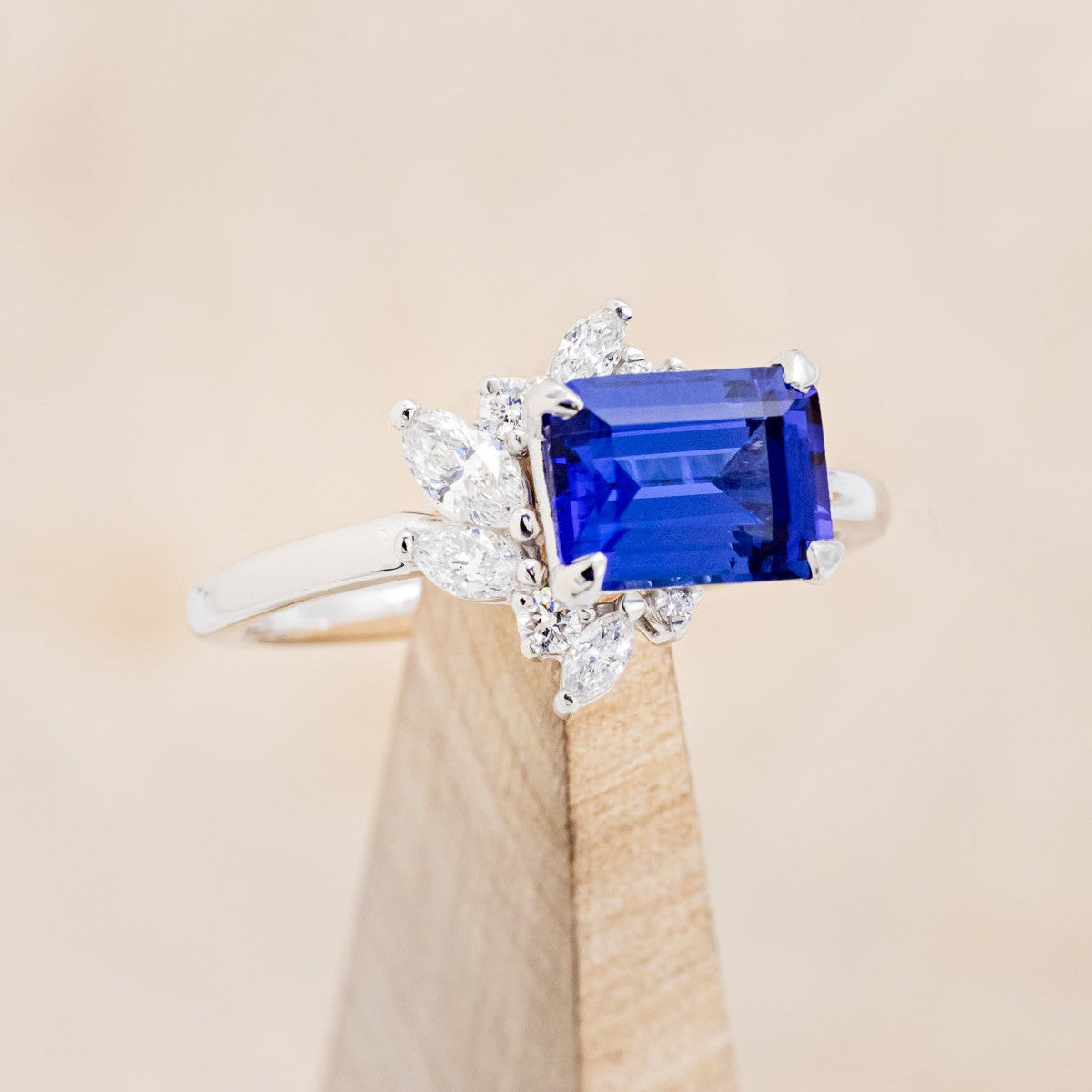 "AURAE" - EMERALD CUT LAB-GROWN SAPPHIRE ENGAGEMENT RING WITH DIAMOND ACCENTS-1