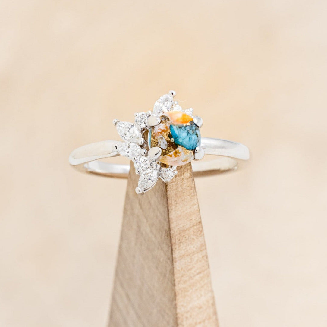 "AURAE" - ROUND CUT SPINY OYSTER TURQUOISE ENGAGEMENT RING-1