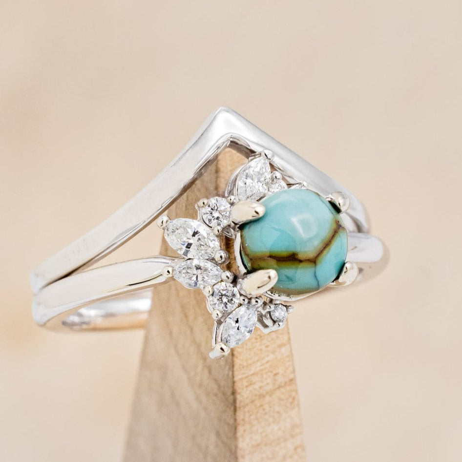 "AURAE" - ROUND CUT TURQUOISE ENGAGEMENT RING & TRACER-1