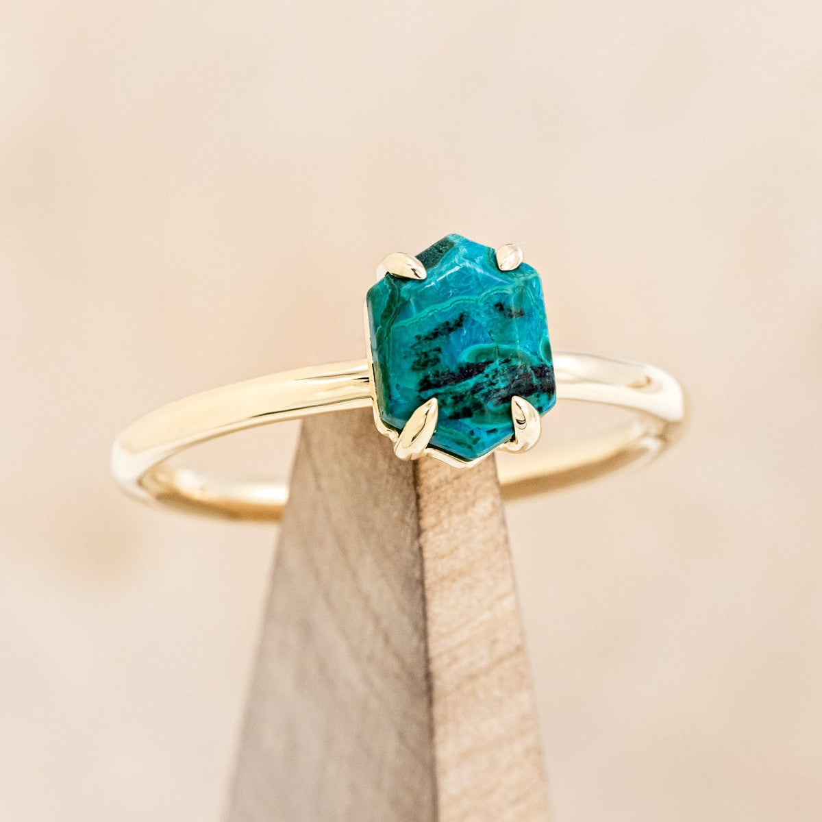 "AURUM" - CHRYSOCOLLA SOLITAIRE ENGAGEMENT RING-1