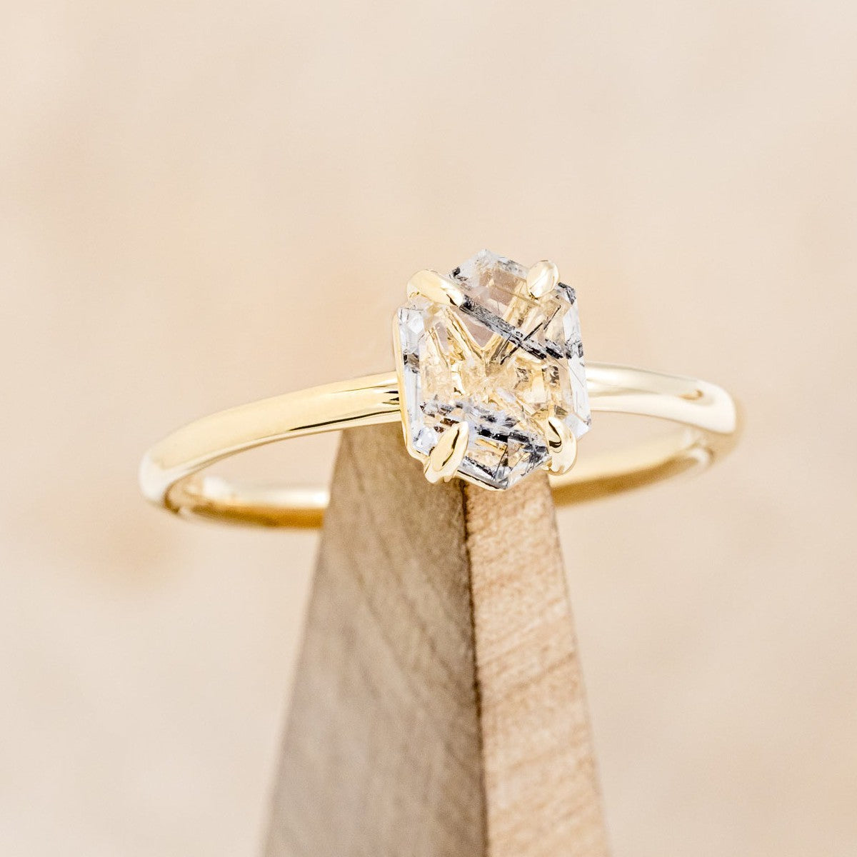 "AURUM" - TOURMALINATED QUARTZ SOLITAIRE ENGAGEMENT RING-1