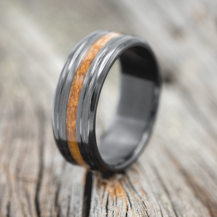 "AUSTIN" - WHISKEY BARREL OAK WEDDING RING-1