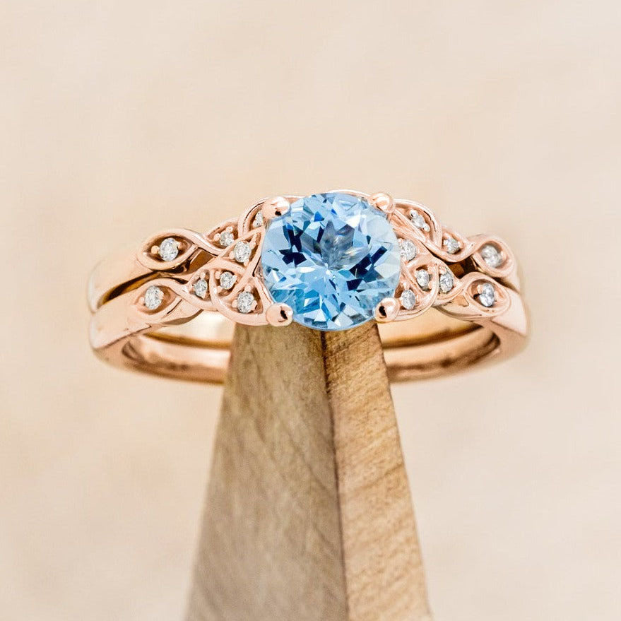 "AIFE" - CELTIC KNOT ENGAGEMENT RING WITH ROUND CENTER STONE-Staghead Designs