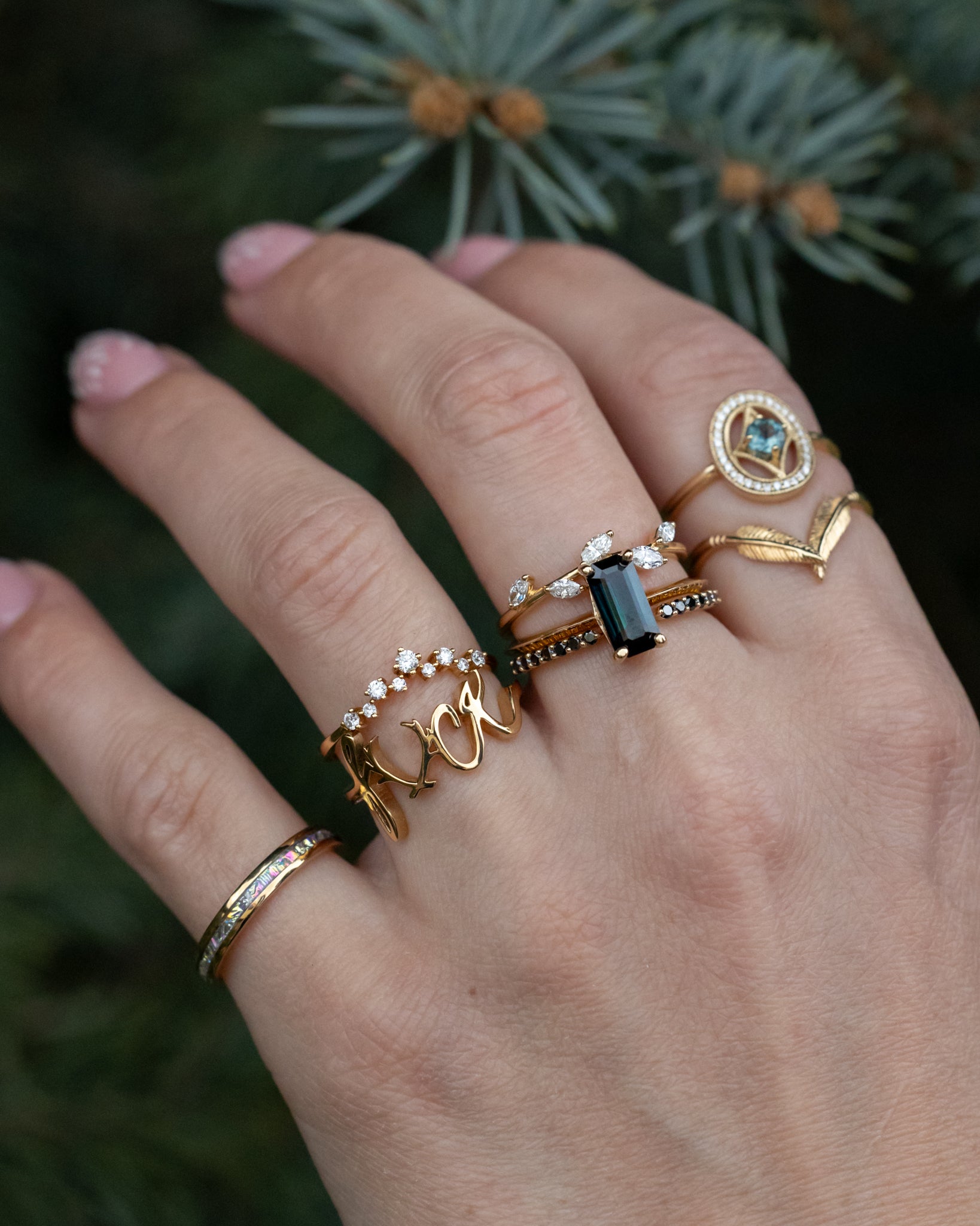 "EFFIE" - SCRIPT-STYLE BREAST CANCER AWARENESS RING-19