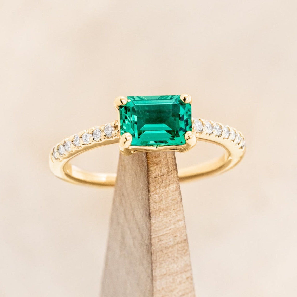"AMARA" - EMERALD CUT ENGAGEMENT RING WITH DIAMOND ACCENTS-Staghead Designs