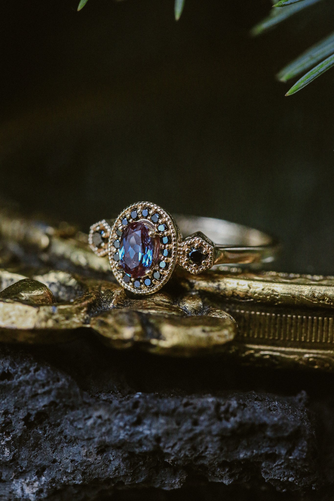 "AMELIA" - OVAL CUT ENGAGEMENT RING WITH DIAMOND HALO & ACCENTS-Staghead Designs