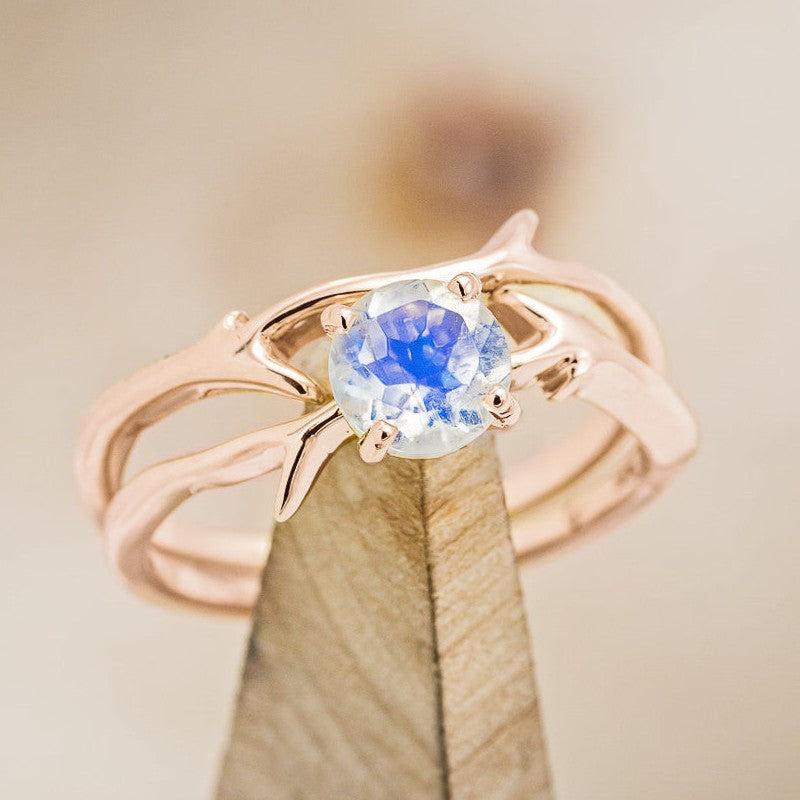 "ARTEMIS" - ROUND CUT ENGAGEMENT RING WITH AN ANTLER-STYLE STACKING BAND-Staghead Designs