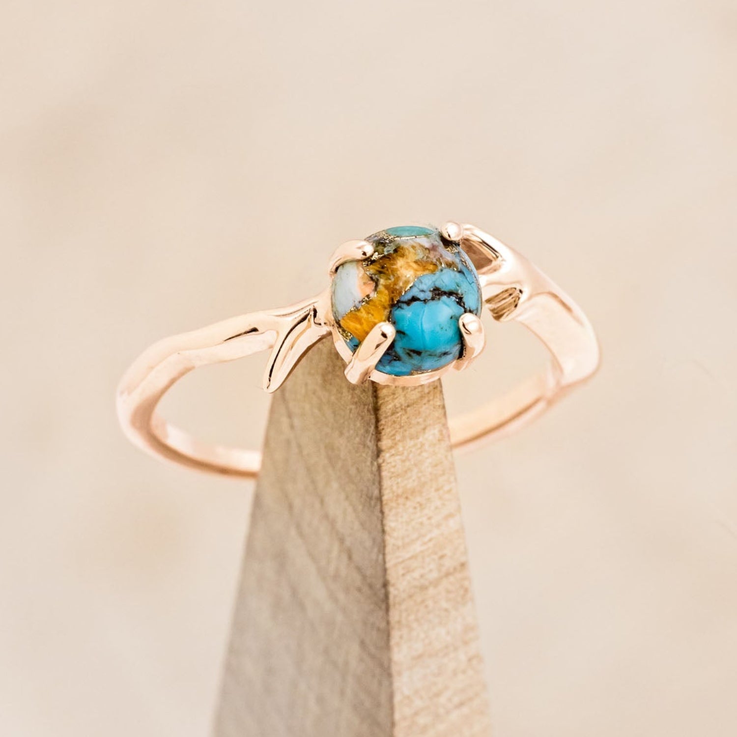 "ARTEMIS" - ROUND CUT ENGAGEMENT RING WITH AN ANTLER-STYLE STACKING BAND-Staghead Designs