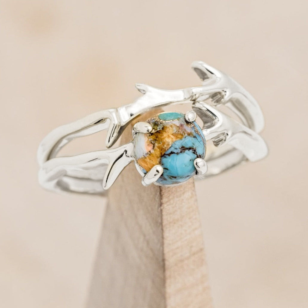 "ARTEMIS" - ROUND CUT ENGAGEMENT RING WITH AN ANTLER-STYLE STACKING BAND-Staghead Designs