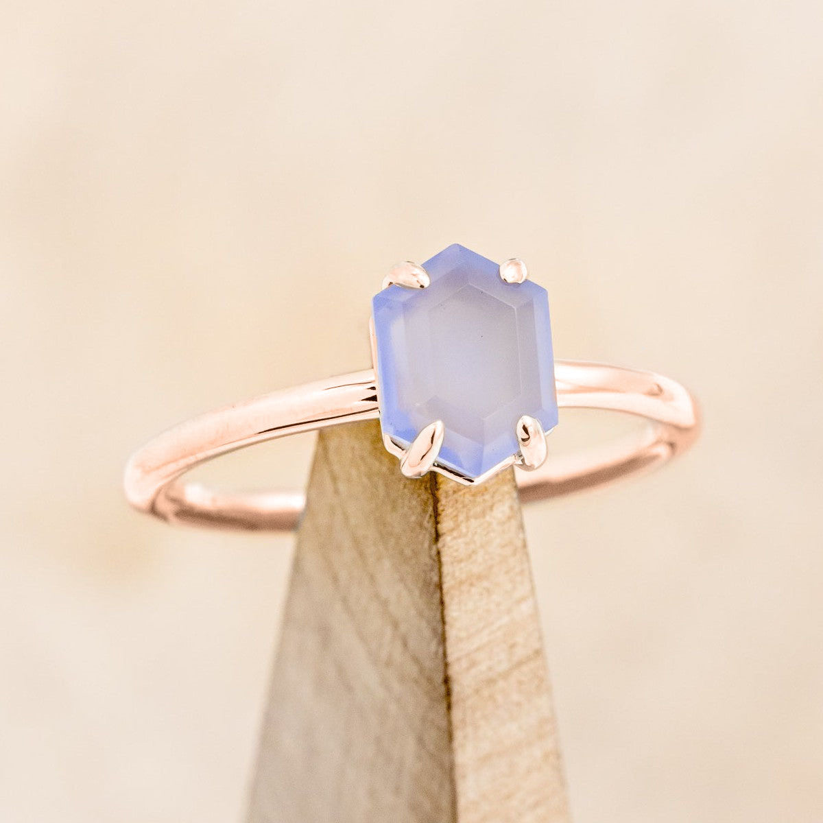 "AURUM" - HEXAGON CUT SOLITAIRE ENGAGEMENT RING-Staghead Designs