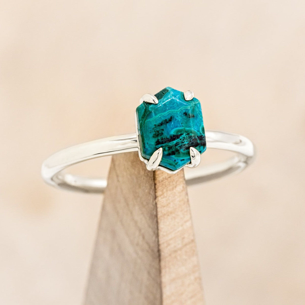 "AURUM" - HEXAGON CUT SOLITAIRE ENGAGEMENT RING-Staghead Designs