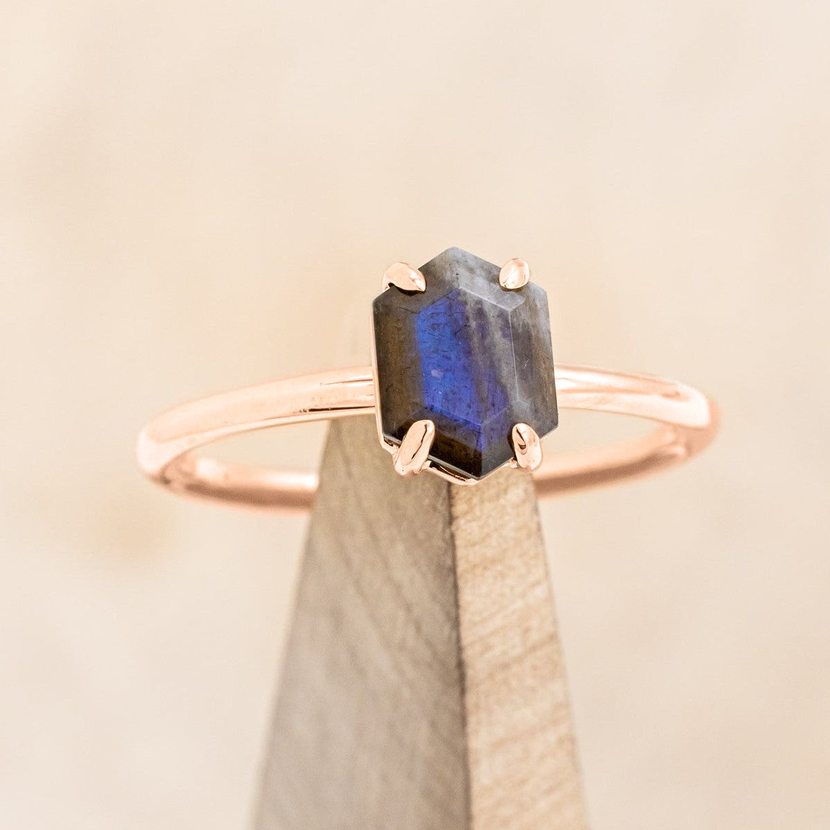 "AURUM" - HEXAGON CUT SOLITAIRE ENGAGEMENT RING-Staghead Designs