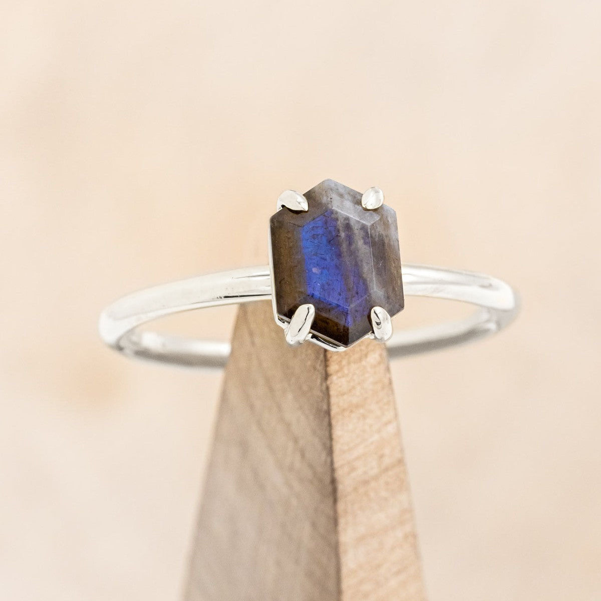"AURUM" - HEXAGON CUT SOLITAIRE ENGAGEMENT RING-Staghead Designs