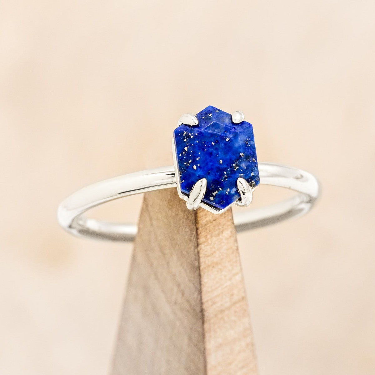 "AURUM" - HEXAGON CUT SOLITAIRE ENGAGEMENT RING-Staghead Designs